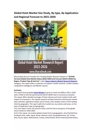 global hoist market size study by type