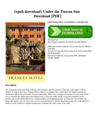 {epub download} Under the Tuscan Sun Download [PDF]