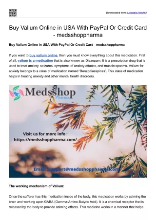Buy Valium Online in USA With PayPal Or Credit Card - medsshoppharma