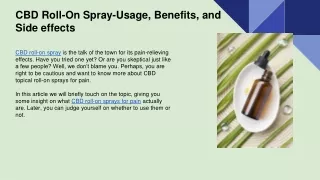 cbd roll on spray usage benefits and side effects