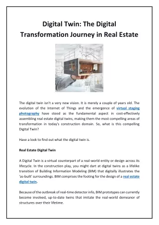 digital twin the digital transformation journey