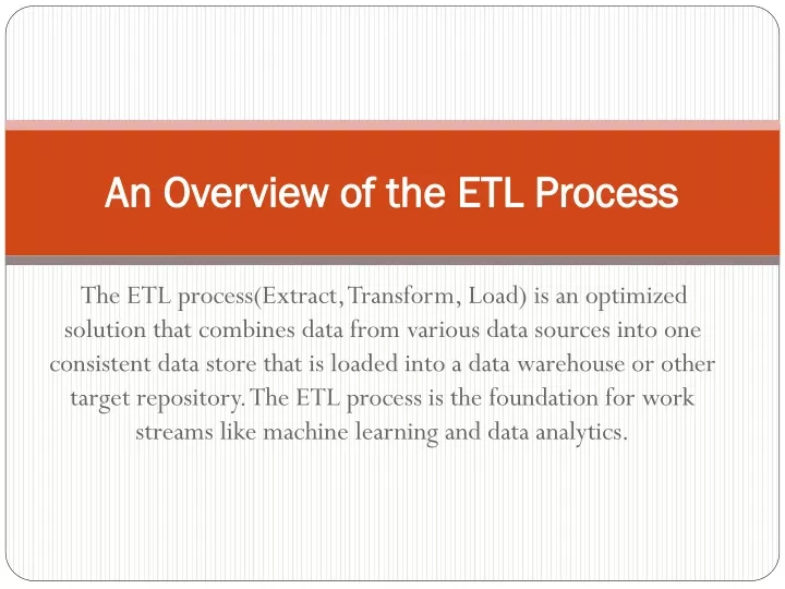 an overview of the etl process