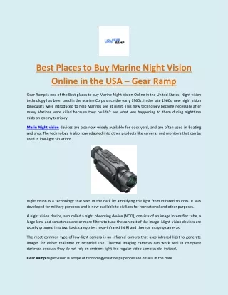 Best places to buy Marine Night Vision Online