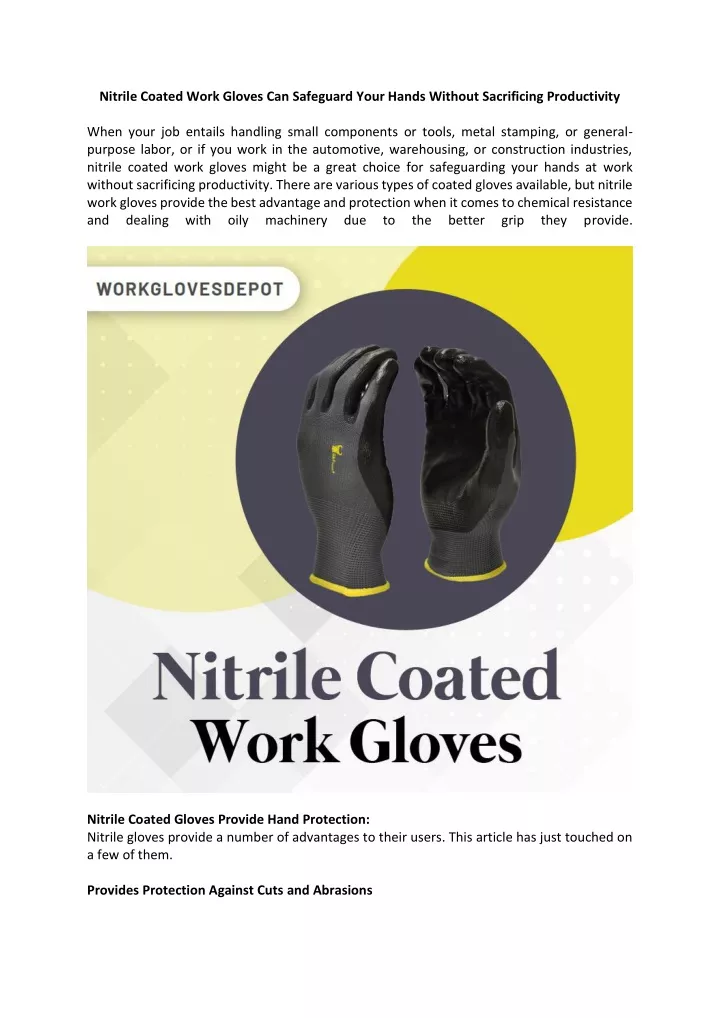 nitrile coated work gloves can safeguard your