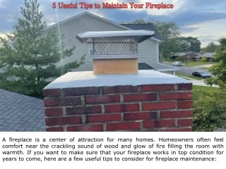5 Useful Tips to Maintain Your Fireplace