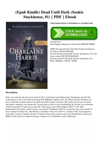 (Epub Kindle) Dead Until Dark (Sookie Stackhouse  #1) { PDF } Ebook