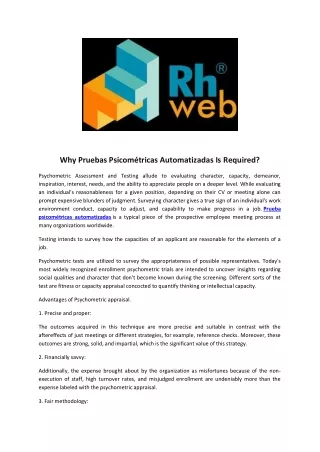 Why Pruebas Psicométricas Automatizadas Is Required