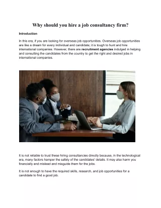 Why should you hire a job consultancy firm