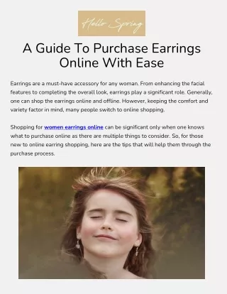 A Guide To Purchase Earrings Online With Ease