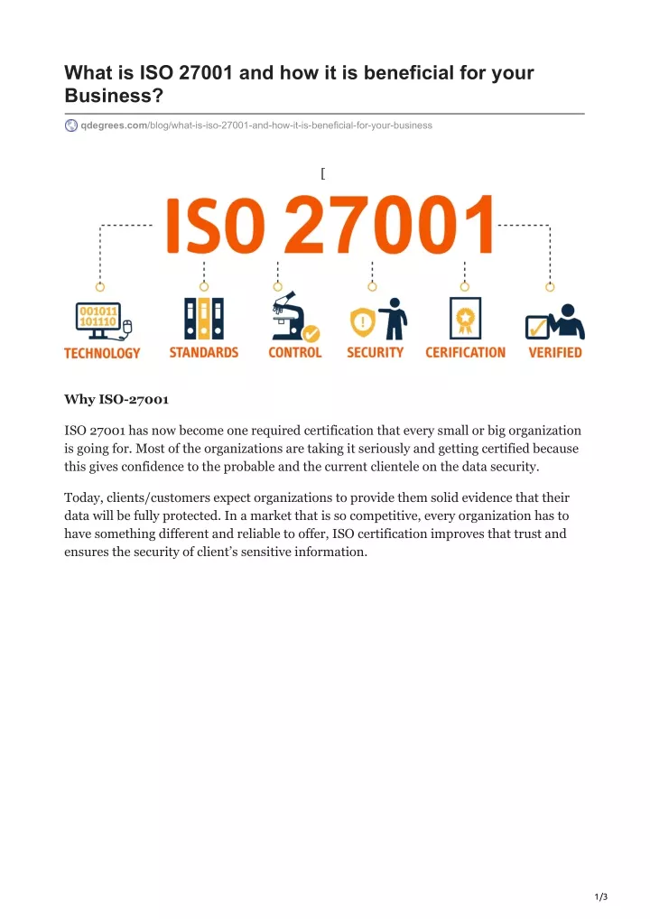 what is iso 27001 and how it is beneficial