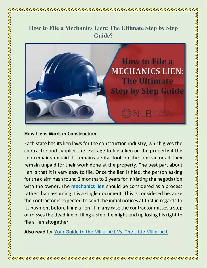 how to file a mechanics lien the ultimate step