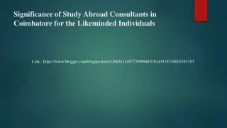 Significance of Study Abroad Consultants in Coimbatore for