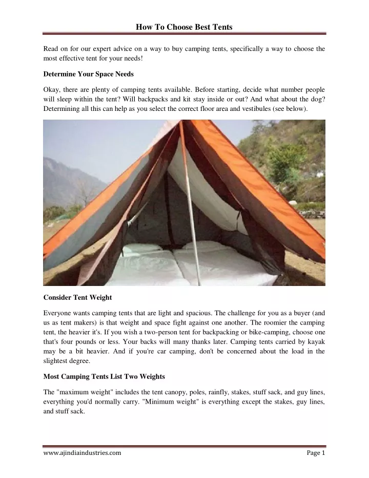 how to choose best tents