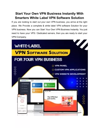 White Label VPN Software Solutions For VPN Business - Start Your VPN business In