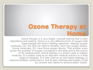Ozone Therapy at Home