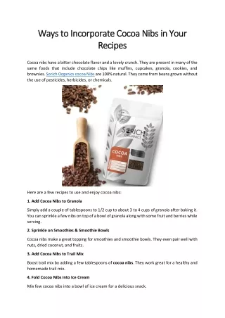 ways ways to incorporate cocoa nibs