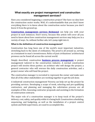 What exactly are project management and construction management services?