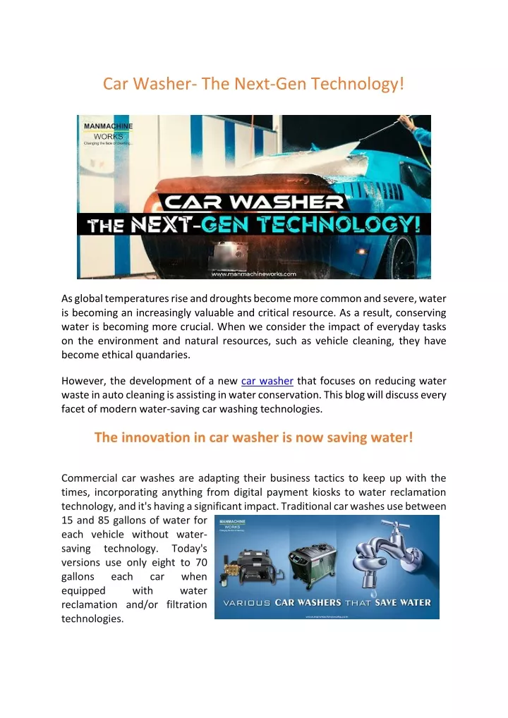 car washer the next gen technology