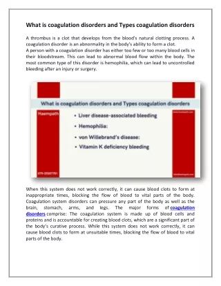 what is coagulation disorders and types