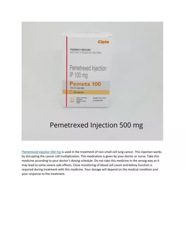 pemetrexed injection 500 mg is used