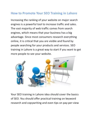 How to Promote Your SEO Training in Lahore