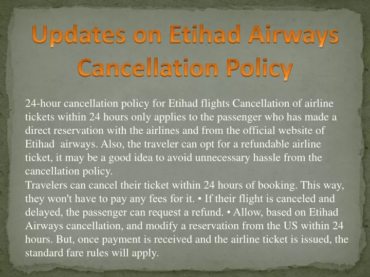 updates on etihad airways cancellation policy