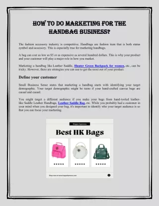 How to do marketing for the handbag business