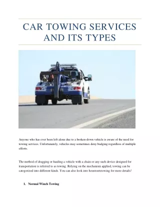 car towing services and its types