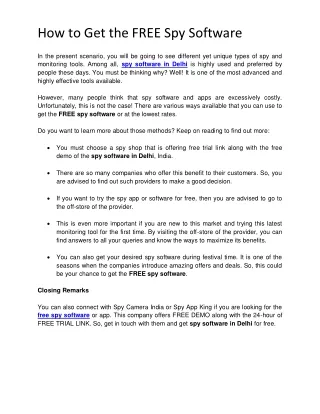 how to get the free spy software in the present