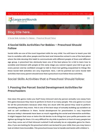 4 Social Skills Activities For Babies – Preschool Escondido