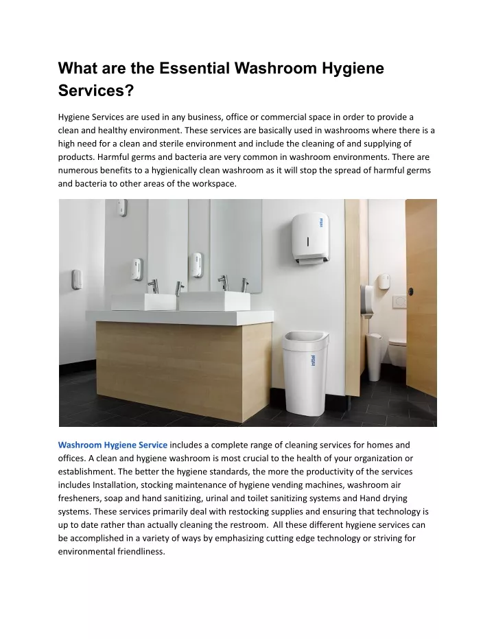 what are the essential washroom hygiene services