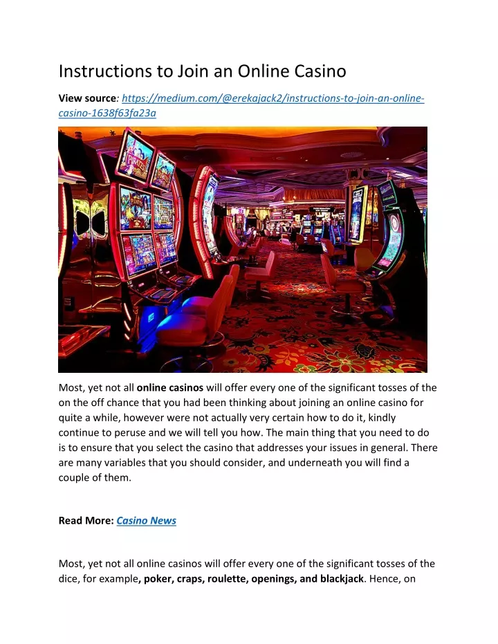 instructions to join an online casino