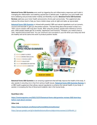 Botanical Farms CBD Gummies Reviews – (2021 UPDATED) CBD FOR JOINT PAIN,| WHERE