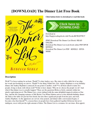 {DOWNLOAD} The Dinner List Free Book