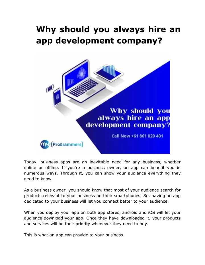 why should you always hire an app development