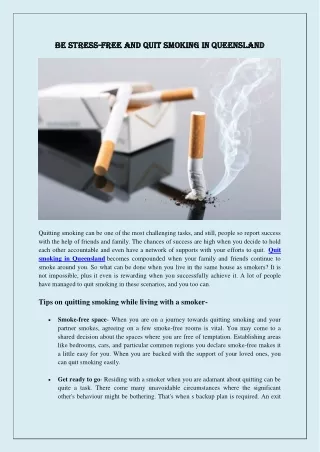 Be stress-free and quit smoking in Queensland
