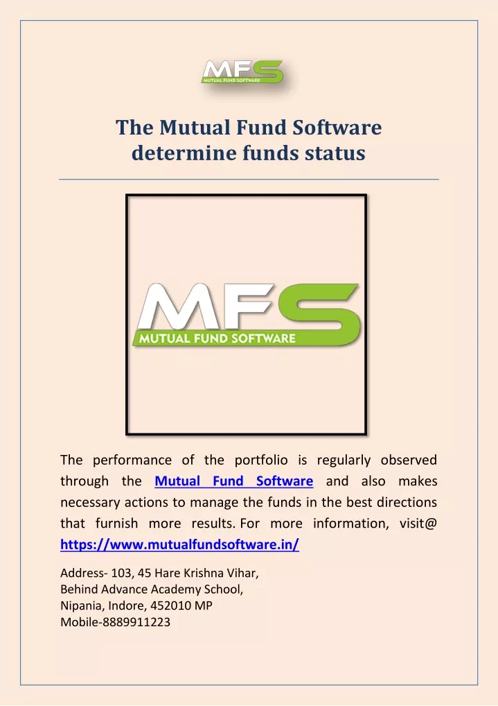 the mutual fund software determine funds status