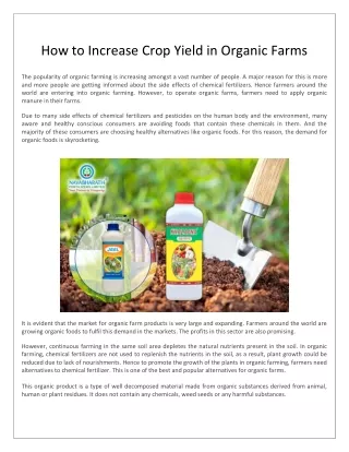 How to Increase Crop Yield in Organic Farms