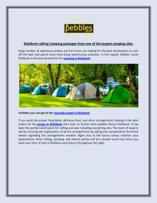 rishikesh rafting camping packages from