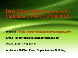 Best Digital Marketing Training In Faridabad | TDMC | 8700600135