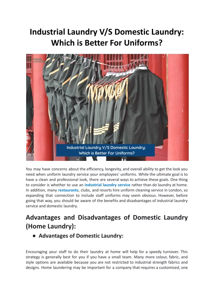 industrial laundry v s domestic laundry which
