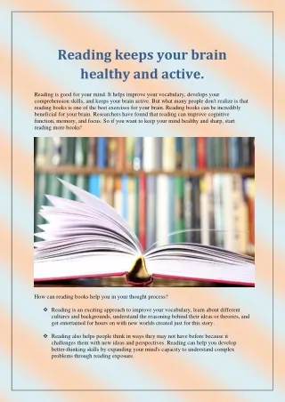 reading keeps your brain healthy and active