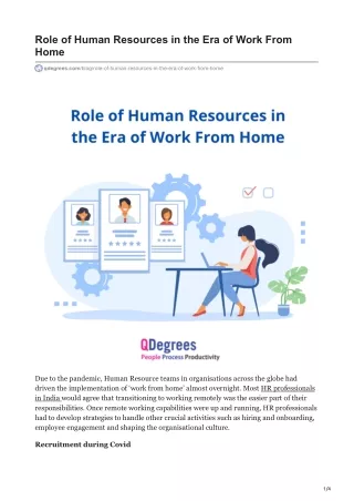 ROLE OF HUMAN RESOURCES IN THE ERA OF WORK FROM HOME