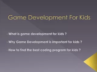 Game Development For Kids