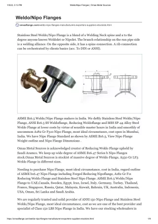 WeldoNipo Flanges Exporters In India