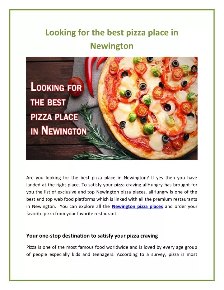 looking for the best pizza place in newington