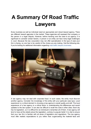 a summary of road traffic lawyers