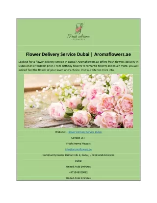Flower Delivery Service Dubai | Aromaflowers.ae