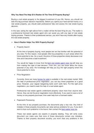 why you need the help of a realtor at the time