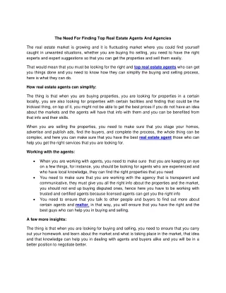 the need for finding top real estate agents